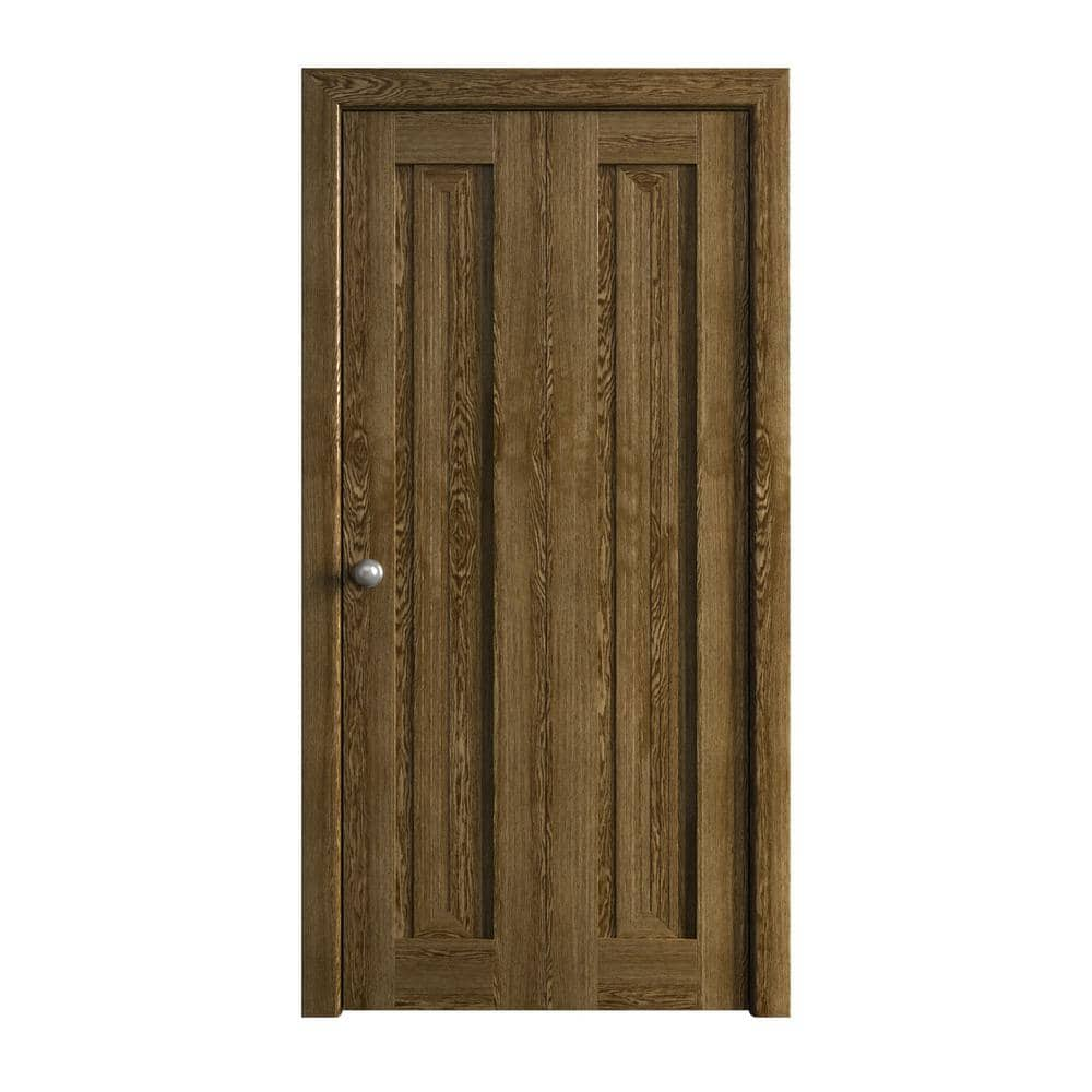 Sartodoors 64 in. x 80 in. Marble Oak Solid Wood Bi-Fold Doors with ...