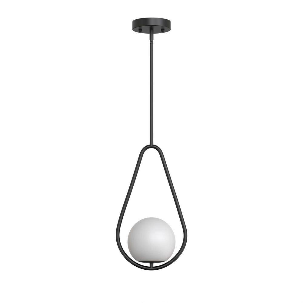 1 Light Modern Matte Black Pendant Light with Milky Glass Shade for Dining Room and Kitchen, No Bulbs Included price history on PriceWatchPro