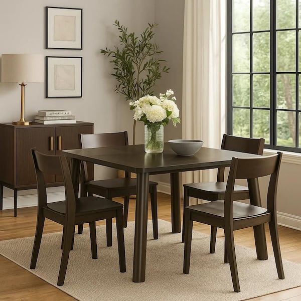 Mery Walnut Brown Wood 59 in. 4 Legs Base Dining Table Seating for 8