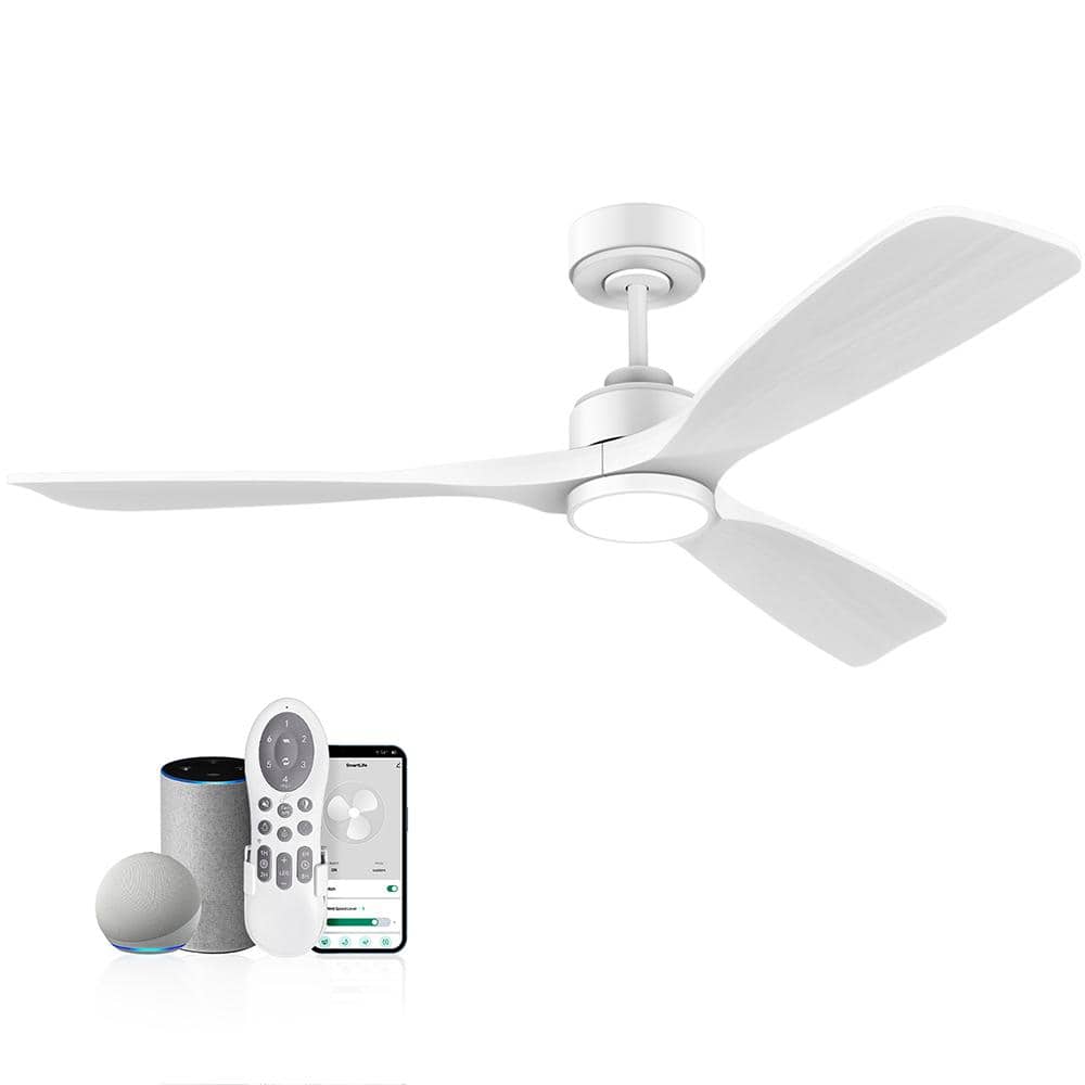 52 in. Wood Smart Outdoor/Indoor White Ceiling Fans with Lights Remote, Voice Control via WIFI Alexa App price history on PriceWatchPro
