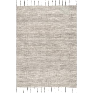 Diem Geometric Tassel Beige Doormat 3 ft. x 5 ft. Cotton Indoor Area Rug