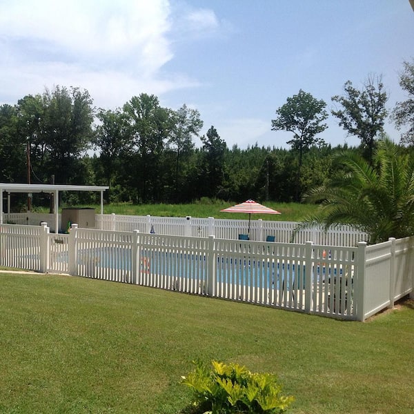 Weatherables Crestview 5 ft. x 6 ft. White Vinyl Pool Fence Panel