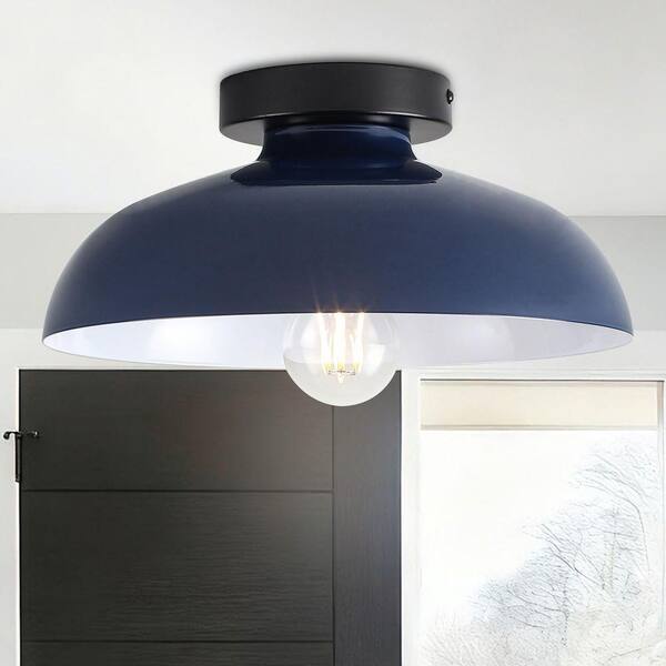 PAKOKULA 2-Pack 11.8 in. 1-Light Navy Blue/White Industrial Semi 