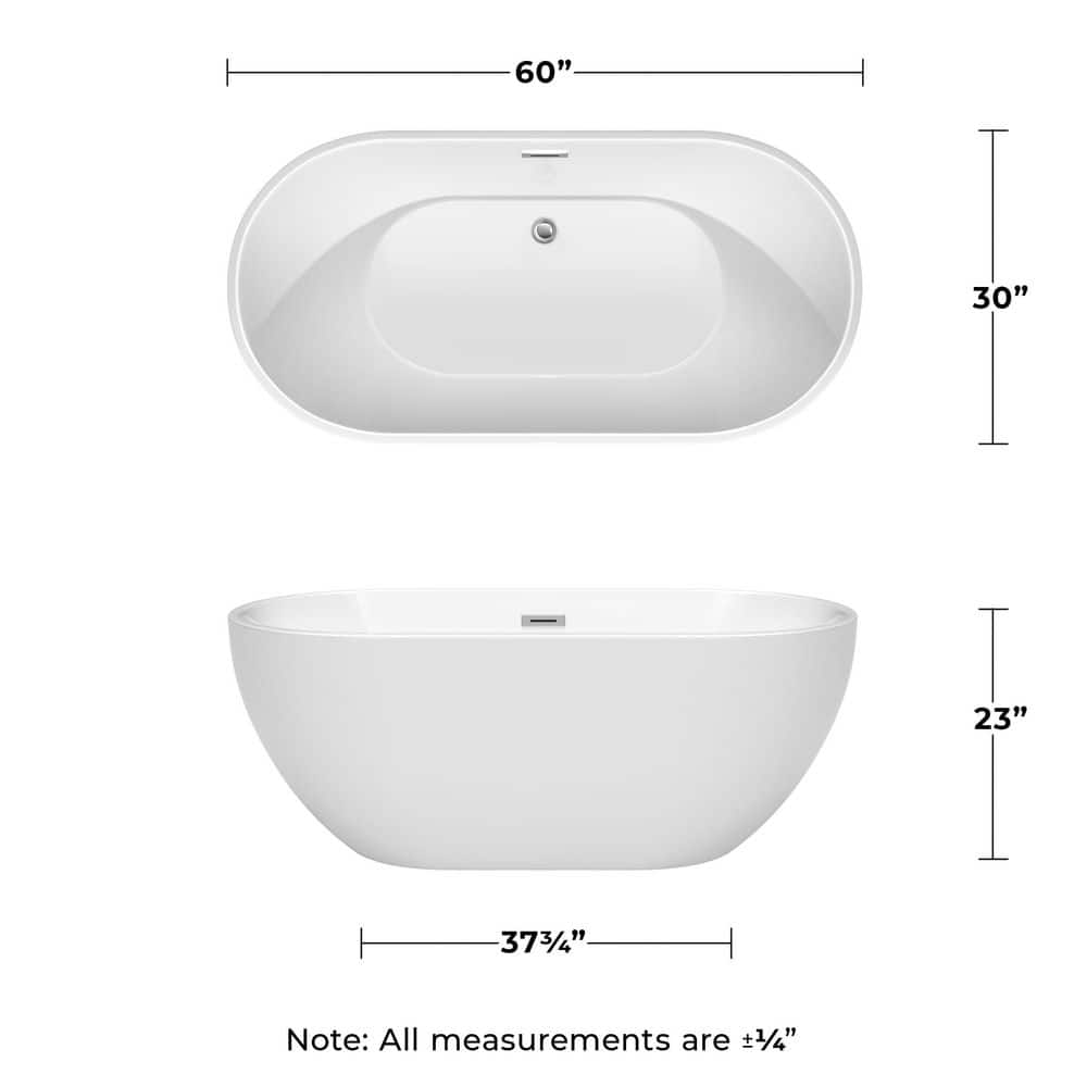 Brooklyn 60'' White Acrylic Freestanding Soaking Bathtub