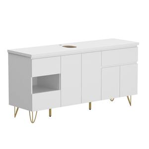63 in. Width x 18.9 in. Depth x 31.5 in. Height White Wooden Ready to Assemble Floor Bath Vanity Cabinet without Top