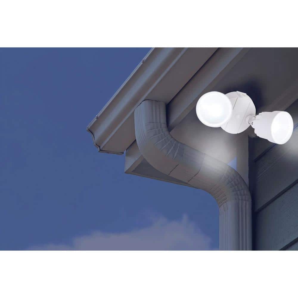 2-Light White Outdoor Integrated LED Flood Light with Polycarbonate Lens