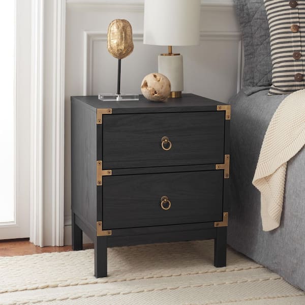 Galio Black/Gold 2 Drawer Nightstand