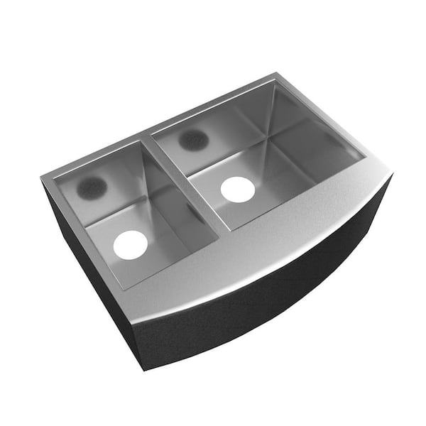 Virgo 33 in Apron Farmhouse Double Bowl 16-Gauge Stainless Steel Kitchen Sink