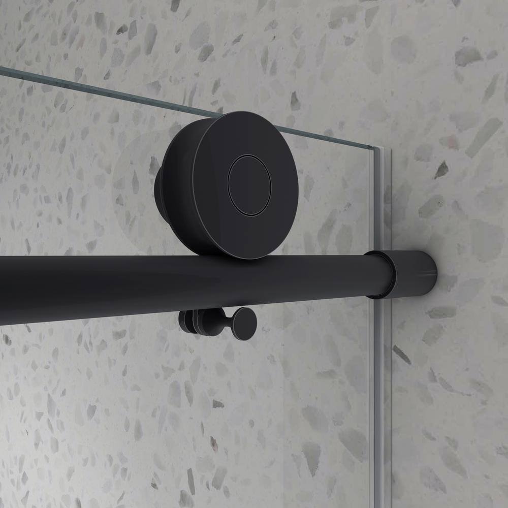 60" Matte Black Frameless Sliding Shower Door with Clear Glass