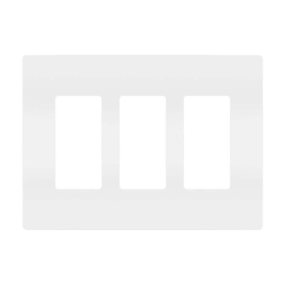 White Polycarbonate 3-Gang Screwless Wall Plate