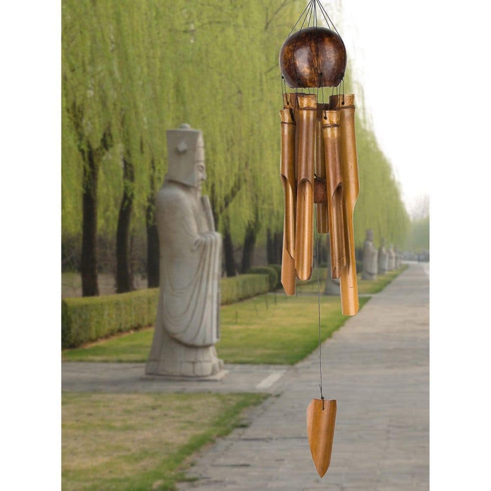 Medium 25'' Brown Coconut and Bamboo Wind Chime