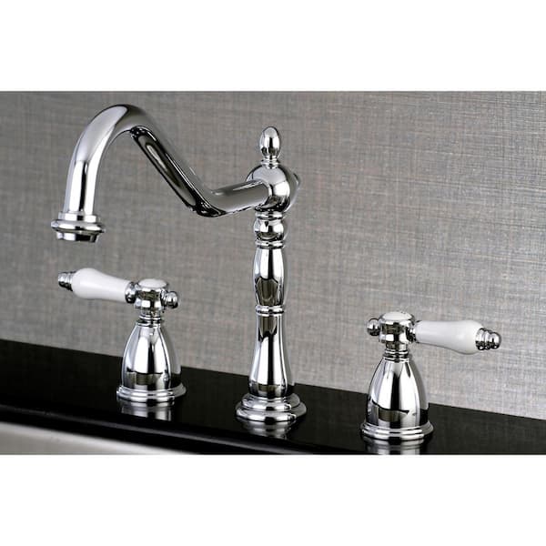Victorian Porcelain 2-Handle Standard Kitchen Faucet in Chrome