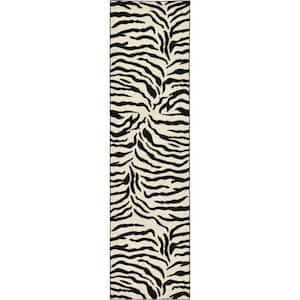 Wildlife Zebra Ivory 2' 7 x 10' 0 Runner Rug
