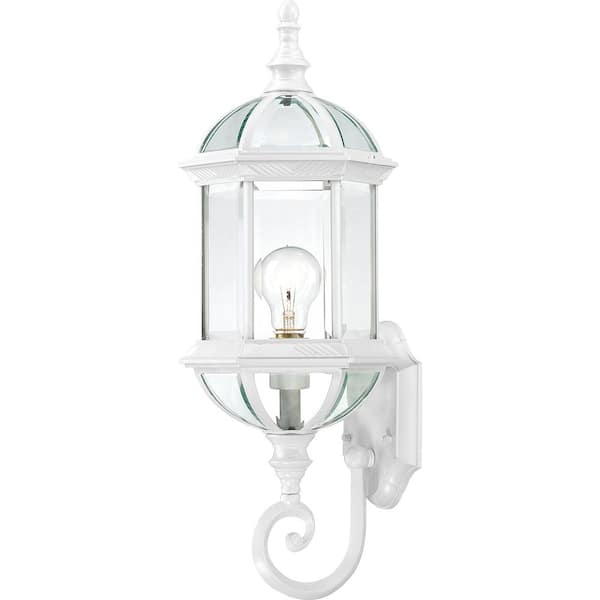 1-Light White Outdoor Wall Lantern Sconce