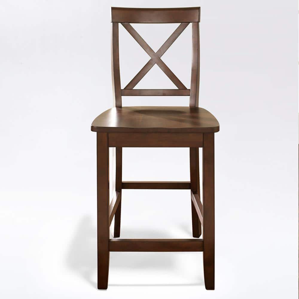 Vintage Mahogany Hand-Rubbed Hardwood 24" Counter Stool Set