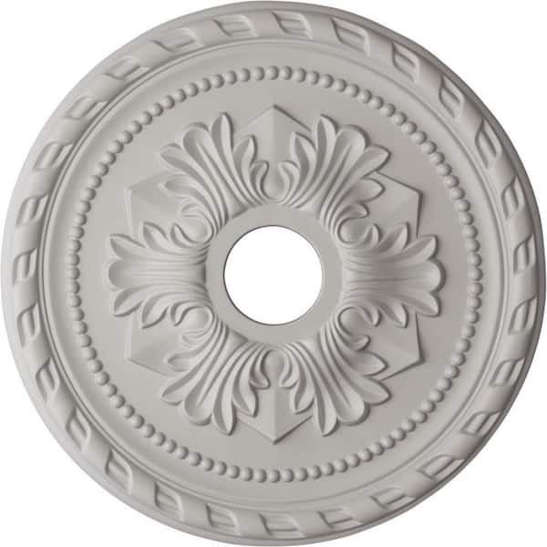 Ekena Millwork 1-5/8 in. x 20-7/8 in. x 20-7/8 in. Polyurethane Palmetto Ceiling Medallion, Ultra Pure White