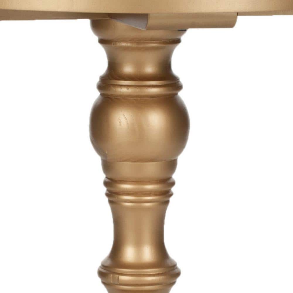 Greta Gold Round Wood Accent Table with Fluted Base
