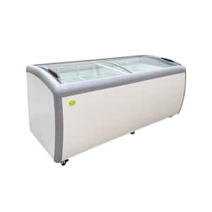 72 in. 14.5 cu. ft. Manual Defrost Commercial Curved Glass Top Display Chest Freezer EXS72 in White