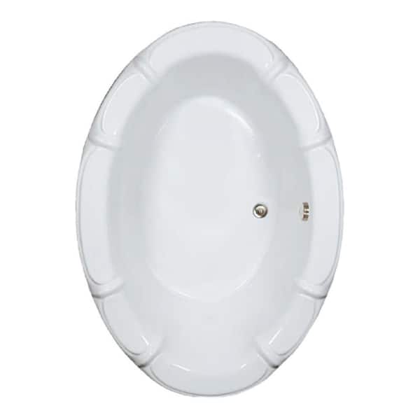 Comfortflo 68 in. x 48 in. Oval Drop-in Soaking Bathtub with Center Drain in Biscuit