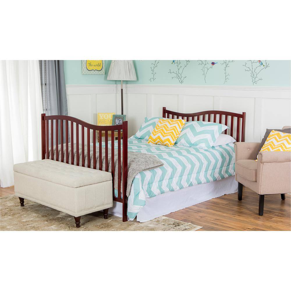 Cherry Pinewood 5-in-1 Convertible Crib with Adjustable Mattress Heights