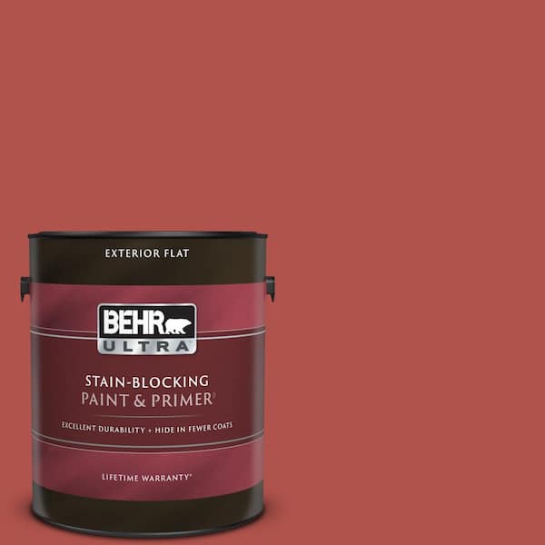 BEHR ULTRA 1 gal. #BIC-48 Fortune Red Flat Exterior Paint & Primer