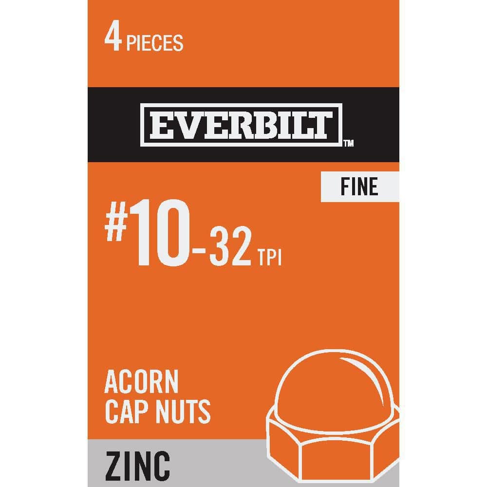 Everbilt #10-32 Zinc Plated Cap Nut (4-Pack) 802021 - The Home Depot