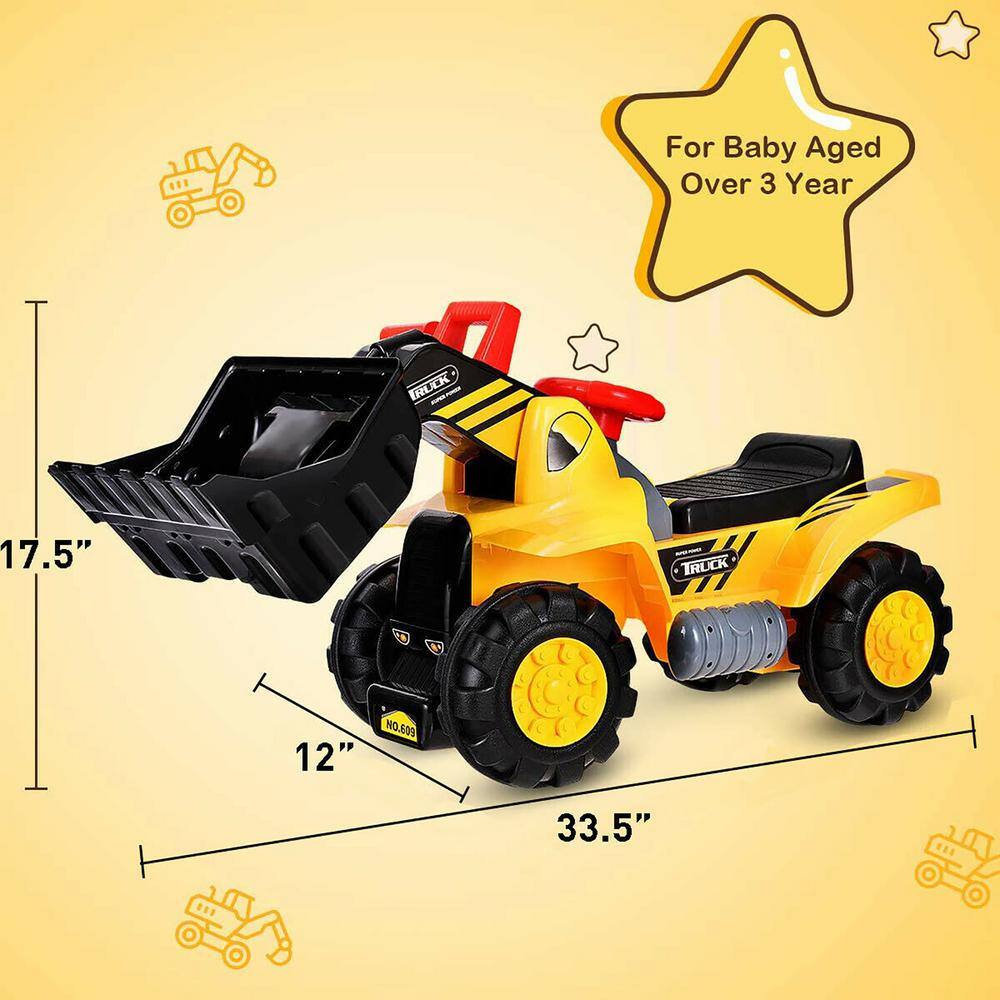 Yellow Plastic Kids Ride-On Excavator Truck with Storage