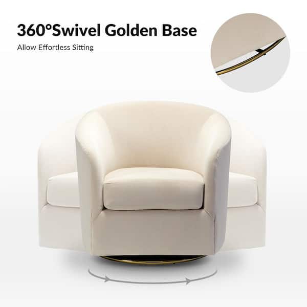 JAYDEN CREATION Estefan Tan Comfy Velvet Swivel Barrel Chair