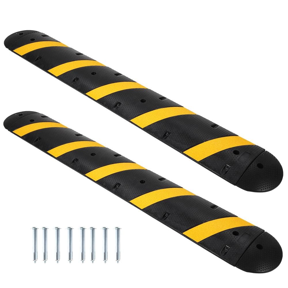 22000 lb Capacity Heavy-Duty Rubber Speed Bump Kit, 2-Channel Cable Cover, End Caps, for Driveway, Parking Lots, 2-Pack price history on PriceWatchPro