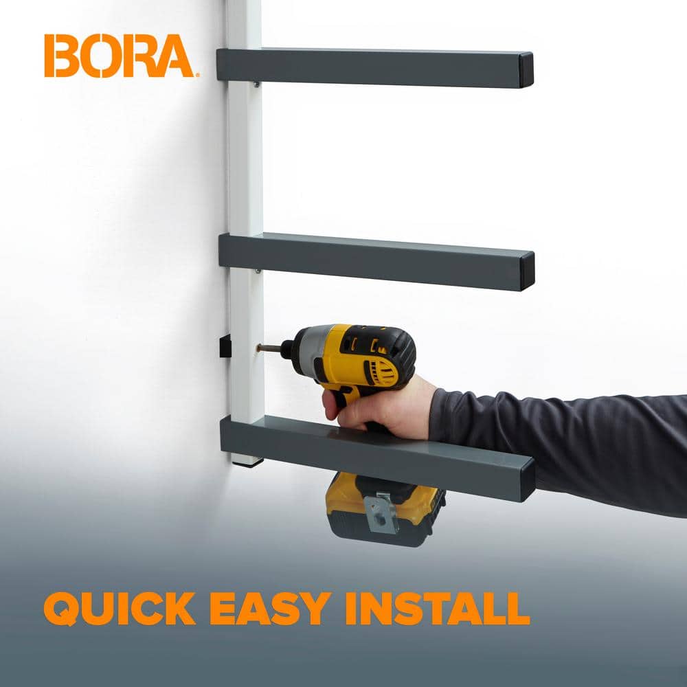 6-Level Gray and White Wall Mounted Lumber Storage Rack