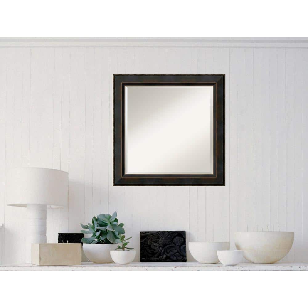Medium Square Espresso Bronze Casual Mirror (24.5 in. H x 24.5 in. W)