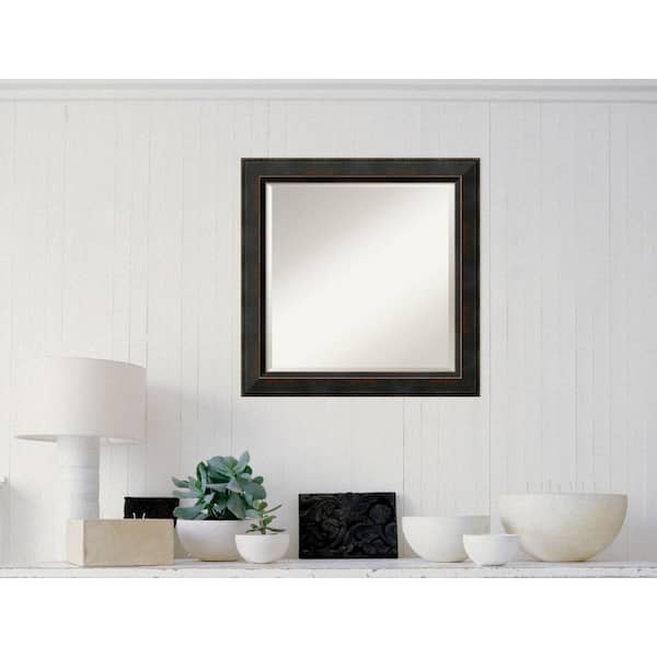 Amanti Art Medium Square Espresso Bronze Casual Mirror (24.5 in. H x 24.5 in. W)