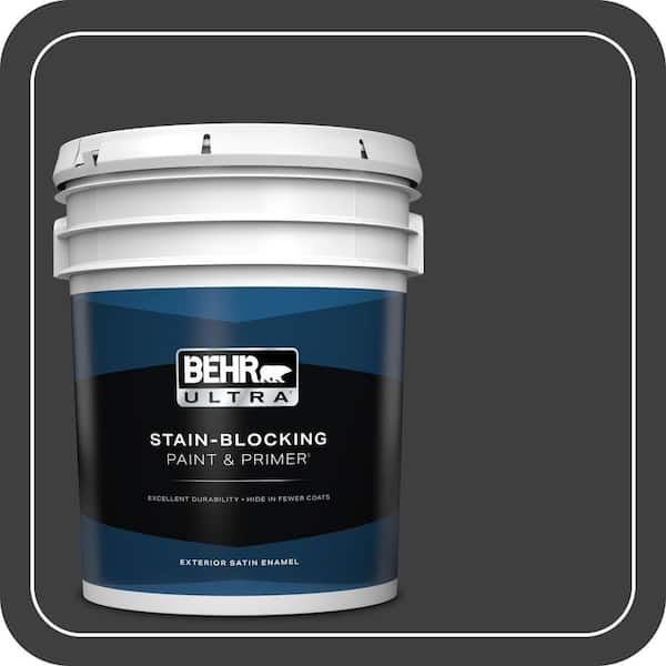 BEHR ULTRA 5 gal. Black Satin Enamel Exterior Paint & Primer