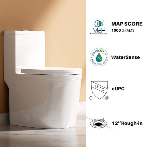 Yingze 12 in. 1-Piece 1.1/1.6 GPF Dual Flush Modern Round Toilet