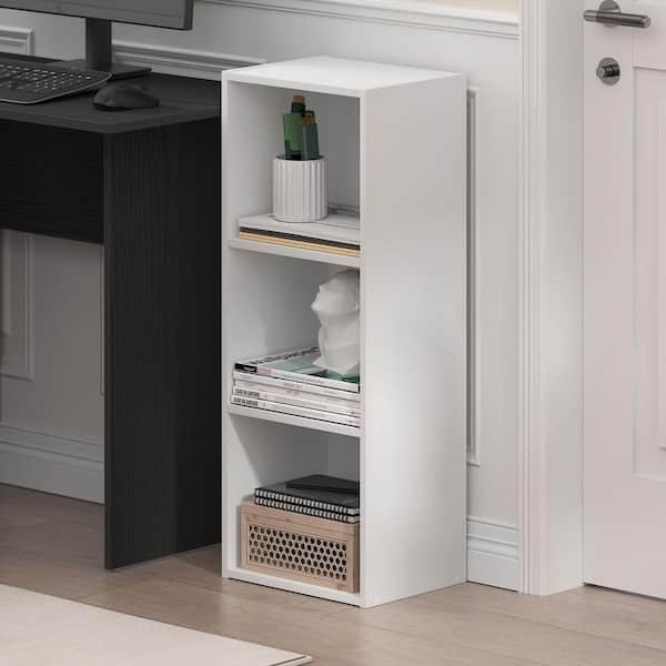 Furinno LUDER 31.5 in. Tall Plain White Wood 3-Shelf Bookcase