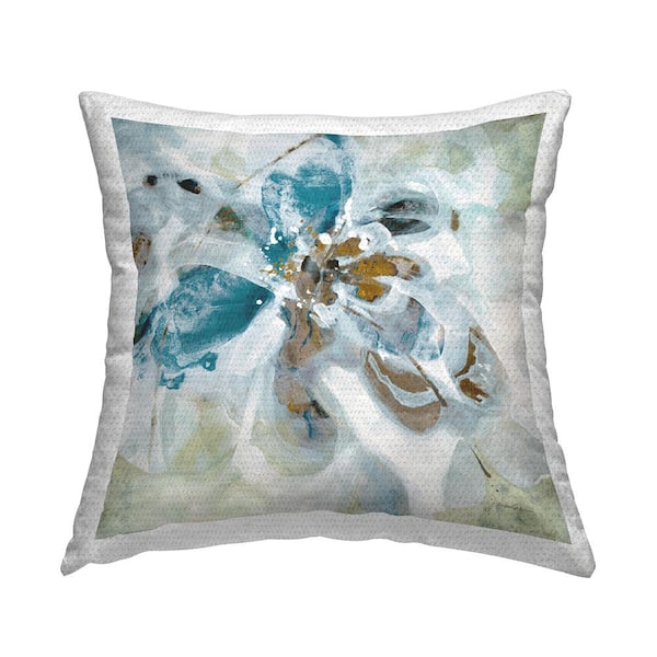 Stupell Industries Abstract Blue and Brown Flower Blue Square Outdoor Throw Pillow