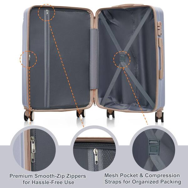 Merax Lightweight Durable 3-Piece Light Blue ABS Plastic Hardshell