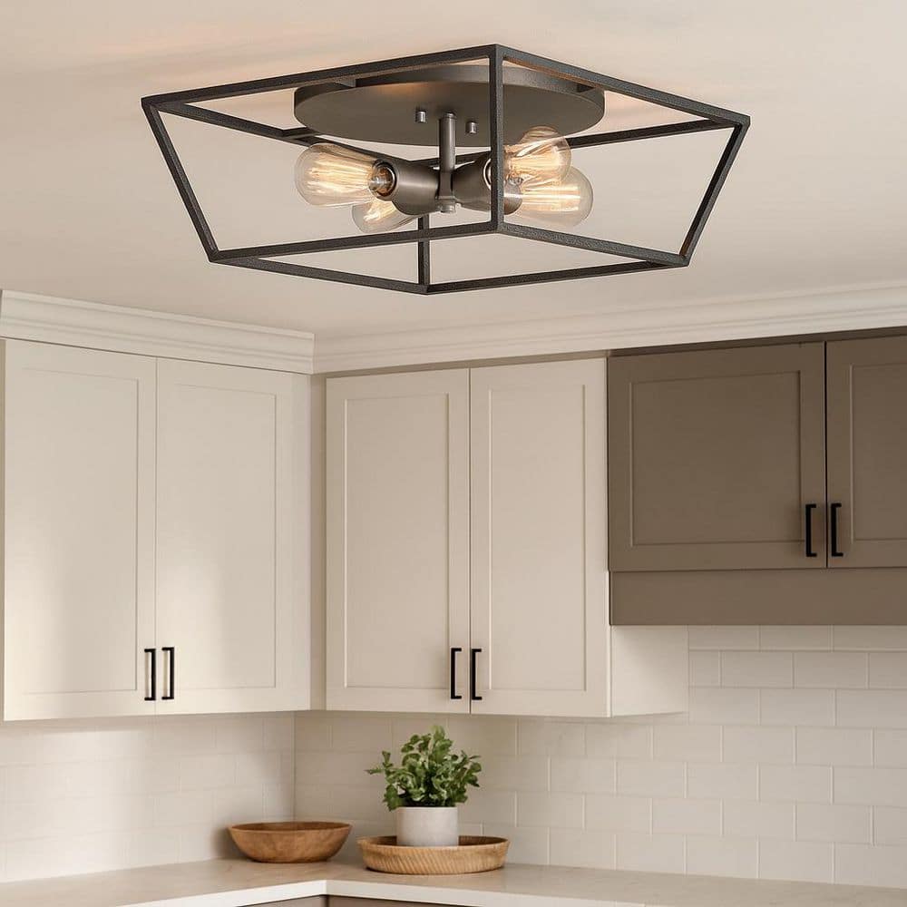 Fulton 18 in. 4-Light Aged Zinc Black Flush Mount price history on PriceWatchPro