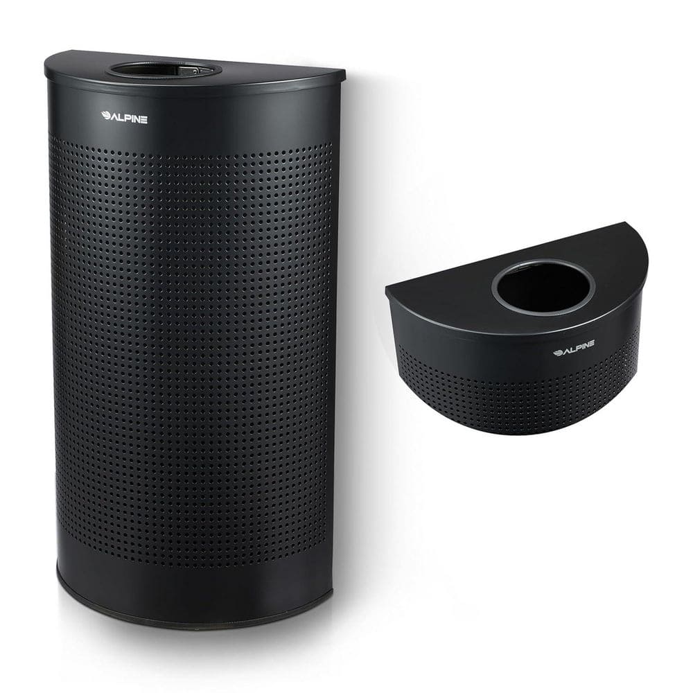 12 Gal. Black Perforated Steel Half-Round Open Top Commercial Slim Trash Can with Lid (2-Pack) price history on PriceWatchPro