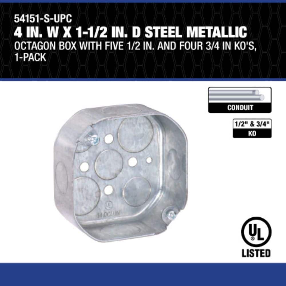 Southwire Steel Octagon Electrical Box for Ceiling and Wall
