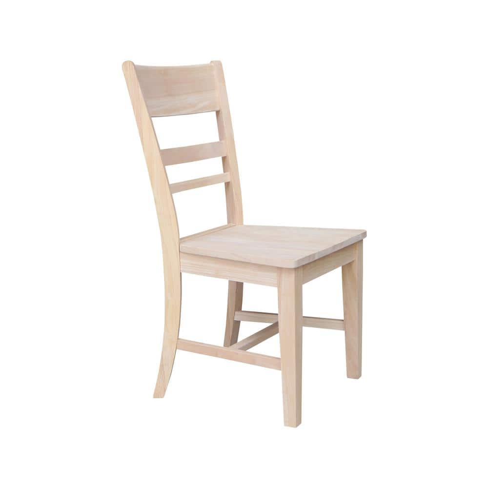 Eco-Friendly Solid Parawood Ladderback Dining Side Chairs, Set of 2