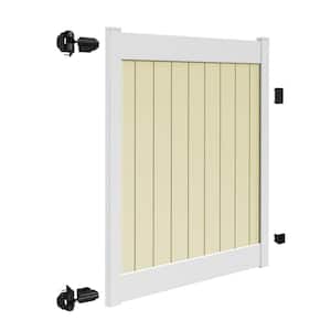 Roosevelt 5 ft. W x 6 ft. H 2-Toned (White Rails and Sand Infill) Vinyl Un-Assembled Fence Gate