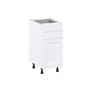 Mancos Bright White Shaker Assembled Base Kitchen Cabinet with 2 Drawers (15 in. W x 34.5 in. H x 24 in. D)