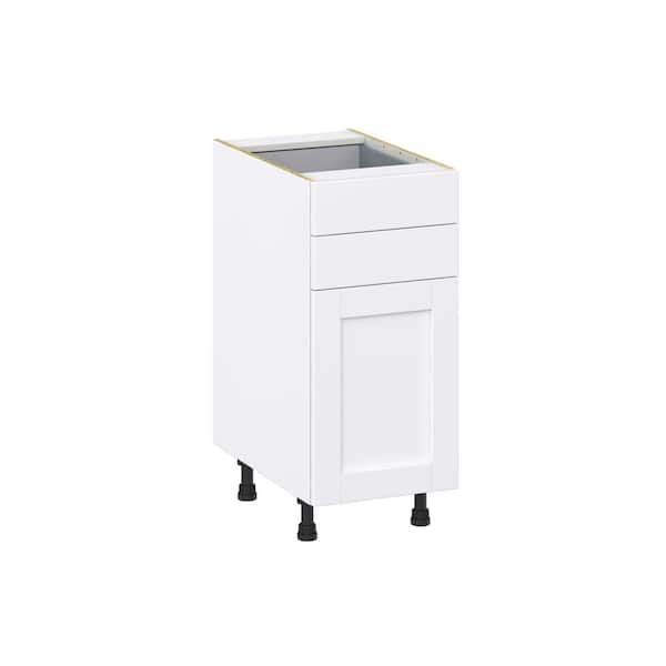 J COLLECTION Mancos Bright White Shaker Assembled Base Kitchen Cabinet with 2 Drawers (15 in. W x 34.5 in. H x 24 in. D)