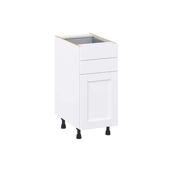 J COLLECTION Milton 15 in. W x 24 in. D x 34.5 in. H Assembled Shaker Base Kitchen Cabinet in Bright White with Two 5 in. Drawers