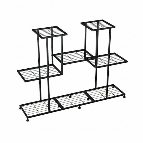 4-Tiers 12-Pots Black Metal Plant Stand, Plant Stands for Indoor Plants (43.8 in. H)