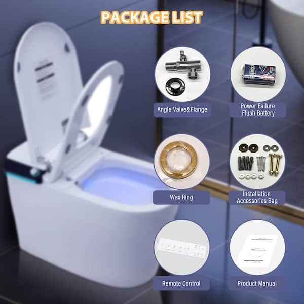 CASAINC Elongated Electric Smart Bidet Toilet with Foot Sensor Flush, LED Display, and Warm Water Wash