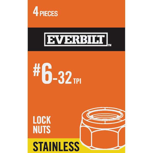 Everbilt #6-32 Stainless Steel Nylon Lock Nut (4-Pack)