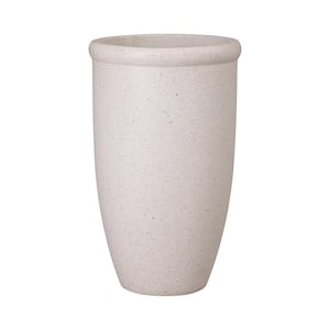 13 in. L x 22 in. H White Terrazzo Round Planter