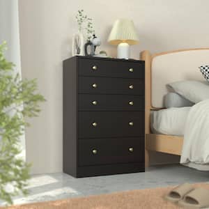 Oversized 5-Drawer Espresso Dressers Chest of Drawers with 2 Large Drawers 48.3 in. H x 31.5 in. W x 15.7 in. D